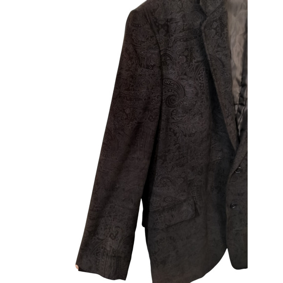 M549) Adolfo Men's Brown Pattern Corduroy Two Button Blazer Jacket Size 52R - Picture 2 of 9